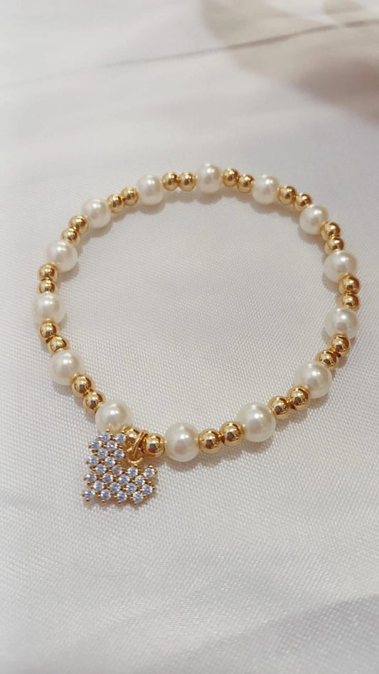 Pulsera perla corazon