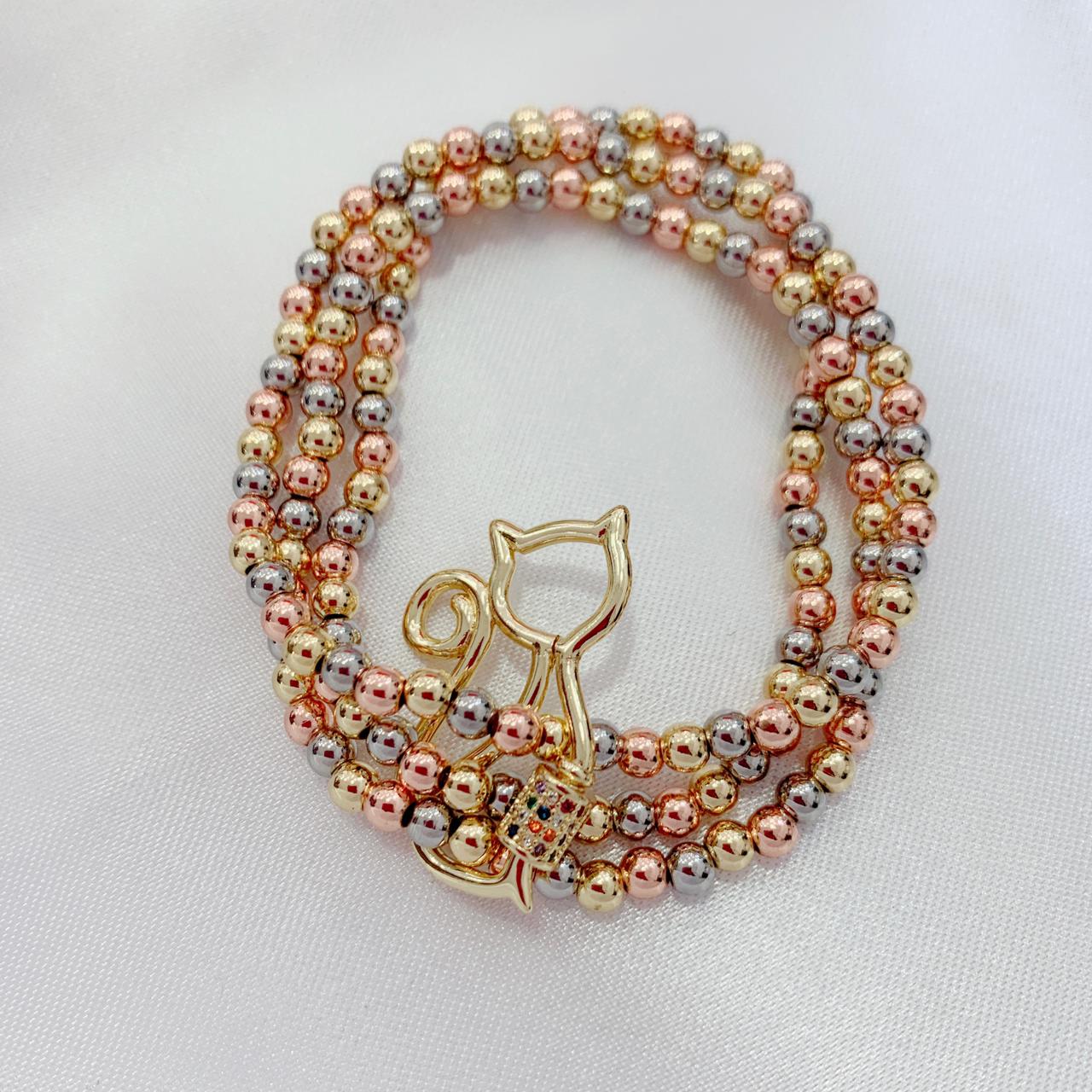 Pulsera triple gatito